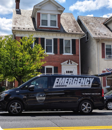 emergency locksmith van on residential street