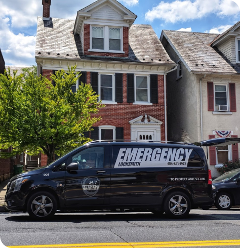 emergency locksmith van on residential street