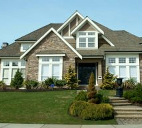 a house with a stone facade
