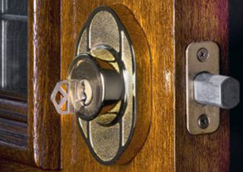 a key in a deadbolt