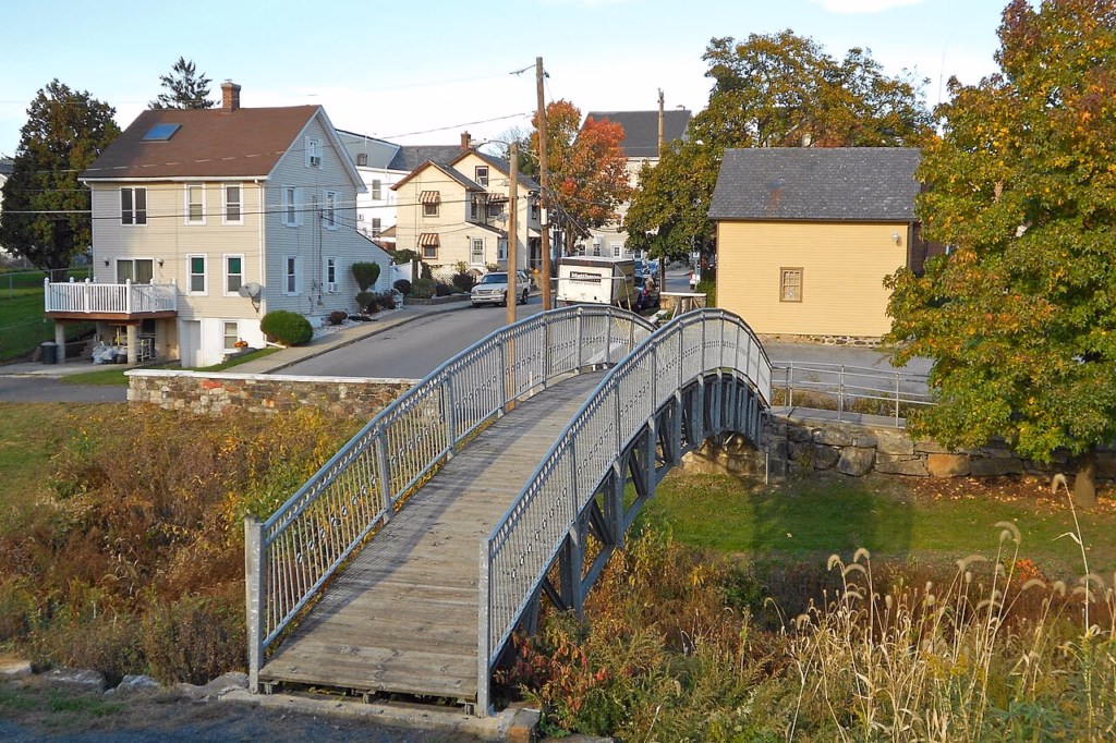 Footbridge and houses in Catasauqua, Pennsylvania