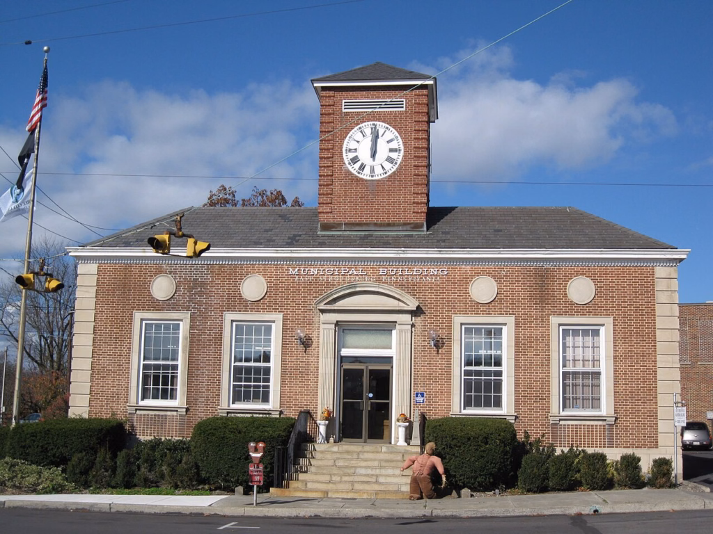Brick building with a clock tower in East Stroudsburg, Pennsylvania