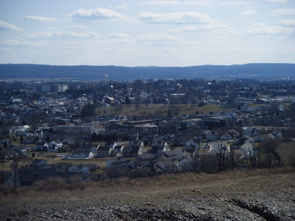 Kutztown, Pennsylvania viewed from a hill north of town