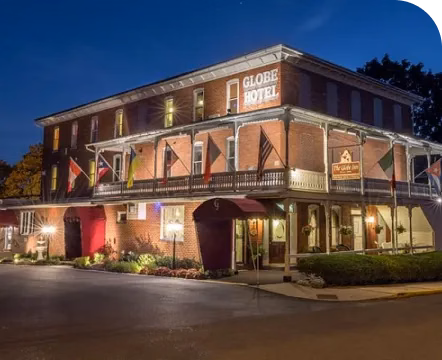 the globe hotel at night